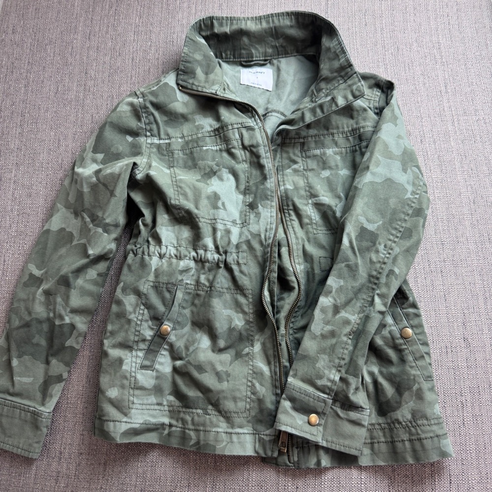 Old Navy Womens Camo Utility Jacket Green Military Field Coat Size S Small